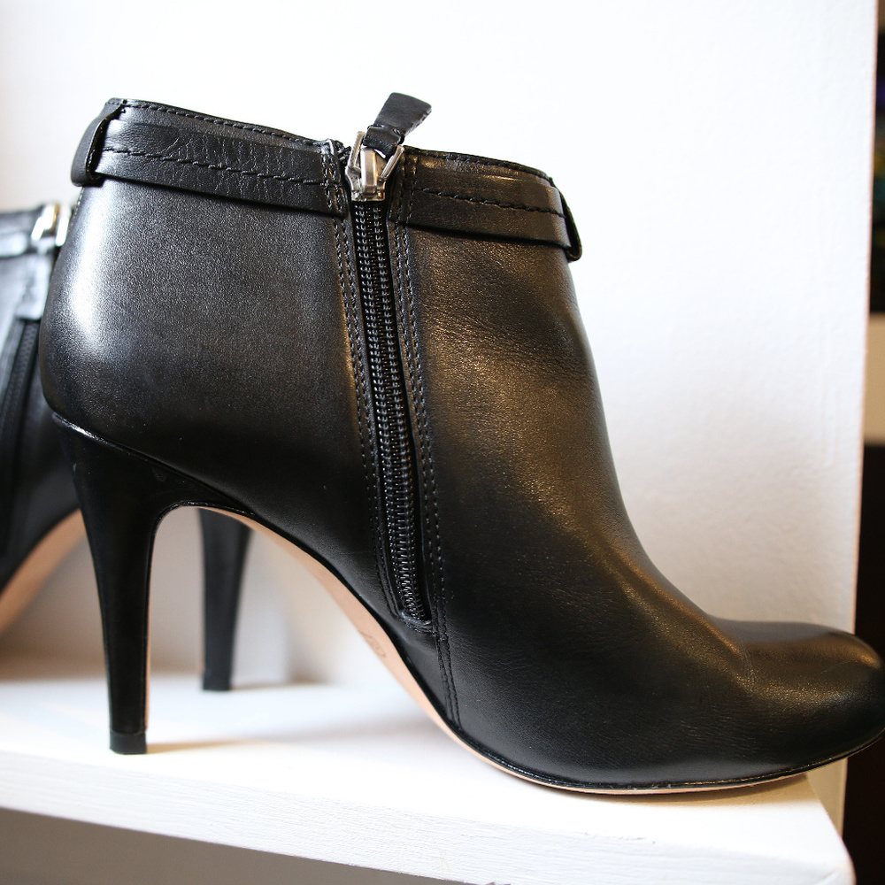 Coach Black Leather Stiletto Booties, Size 8